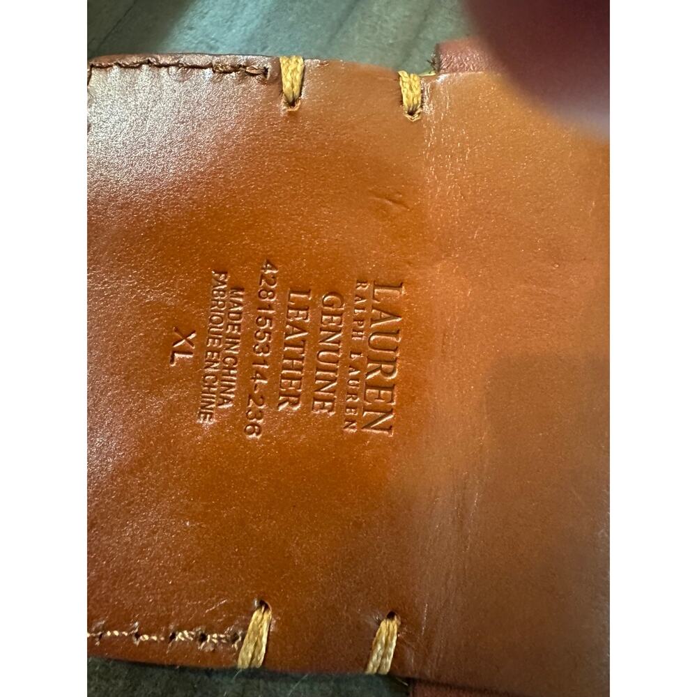 Vintage Ralph Lauren Womens Leather Belt Brass Buckle Wide Woven Sz XL - Picture 4 of 6